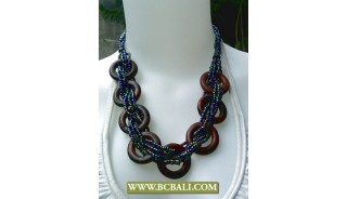 Paua Squins wrap Wooden Necklaces Fashion